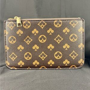 Dark Brown with Cream Colored Checkered pattern circles, diamond and aces pouch